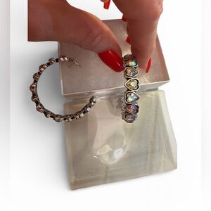 NWT Alice From Dallas, Crystal Heart Hoop Earrings in AB Crystal.